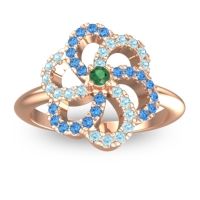 Emerald Fashion Ring In 14K Rose Gold With Aquamarine And Swiss Blue Topaz – Carati Statement Ring