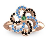 Emerald Fashion Ring In 14K Rose Gold With Black Onyx And Swiss Blue Topaz – Carati Statement Ring