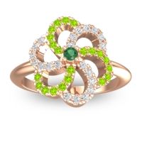 Emerald Fashion Ring In 14K Rose Gold With Lab Diamond And Peridot – Carati Statement Ring