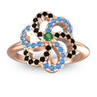 Emerald Fashion Ring In 14K Rose Gold With Swiss Blue Topaz And Black Onyx – Carati Statement Ring