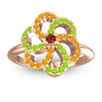 Garnet Fashion Ring In 14K Rose Gold With Peridot And Citrine – Carati Statement Ring