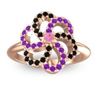Pink Tourmaline Fashion Ring In 14K Rose Gold With Amethyst And Black Onyx – Carati Statement Ring