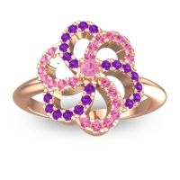 Pink Tourmaline Fashion Ring In 14K Rose Gold With Amethyst – Carati Statement Ring