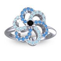 Black Onyx Fashion Ring In 14k White Gold With Aquamarine And Swiss Blue Topaz – Carati Statement Ring
