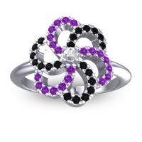 Lab Diamond Fashion Ring In 14k White Gold With Black Onyx And Amethyst – Carati Statement Ring