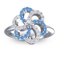 Diamond Fashion Ring In 14k White Gold With Lab Diamond And Swiss Blue Topaz – Carati Statement Ring