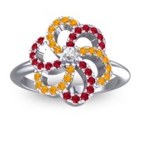 Diamond Fashion Ring In 14k White Gold With Ruby And Citrine – Carati Statement Ring