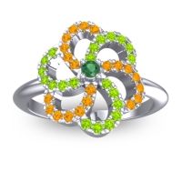 Emerald Fashion Ring In 14k White Gold With Peridot And Citrine – Carati Statement Ring