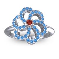 Garnet Fashion Ring In 14k White Gold With Swiss Blue Topaz – Carati Statement Ring