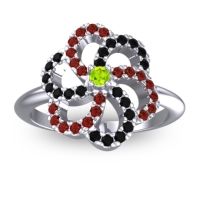 Peridot Fashion Ring In 14k White Gold With Black Onyx And Garnet – Carati Statement Ring