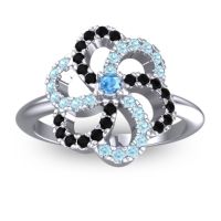 Swiss Blue Topaz Fashion Ring In 14k White Gold With Aquamarine And Black Onyx – Carati Statement Ring