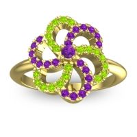 Amethyst Fashion Ring In 14k Yellow Gold With Peridot – Carati Statement Ring