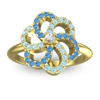 Diamond Fashion Ring In 14k Yellow Gold With Aquamarine And Swiss Blue Topaz – Carati Statement Ring