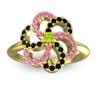 Peridot Fashion Ring In 14k Yellow Gold With Black Onyx And Pink Tourmaline – Carati Statement Ring