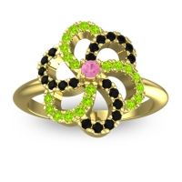 Pink Tourmaline Fashion Ring In 14k Yellow Gold With Black Onyx And Peridot – Carati Statement Ring