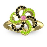 Pink Tourmaline Fashion Ring In 14k Yellow Gold With Peridot And Black Onyx – Carati Statement Ring