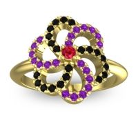 Ruby Fashion Ring In 14k Yellow Gold With Amethyst And Black Onyx – Carati Statement Ring