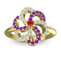 Statement Floral Pave Carati Ring