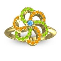 Swiss Blue Topaz Fashion Ring In 14k Yellow Gold With Citrine And Peridot – Carati Statement Ring