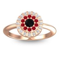 Black Onyx Fashion Ring In 18K Rose Gold With Ruby And Diamond – Nabhi Statement Ring