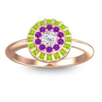 Diamond Fashion Ring In 18K Rose Gold With Amethyst And Peridot – Nabhi Statement Ring