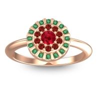 Ruby Fashion Ring In 18K Rose Gold With Garnet And Emerald – Nabhi Statement Ring