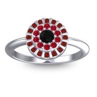 Black Onyx Fashion Ring In Palladium With Ruby And Garnet – Nabhi Statement Ring