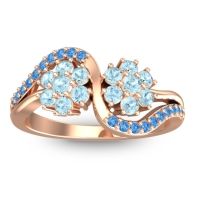 Aquamarine Fashion Ring In 18K Rose Gold With Swiss Blue Topaz – Bisaja Statement Ring