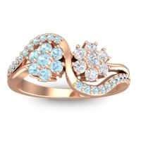 Aquamarine Fashion Ring In 14K Rose Gold With Lab Diamond – Bisaja Statement Ring