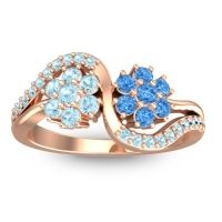 Aquamarine Fashion Ring In 14K Rose Gold With Swiss Blue Topaz – Bisaja Statement Ring