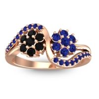 Black Onyx Fashion Ring In 14K Rose Gold With Blue Sapphire – Bisaja Statement Ring