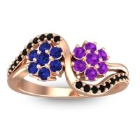 Blue Sapphire Fashion Ring In 14K Rose Gold With Amethyst And Black Onyx – Bisaja Statement Ring