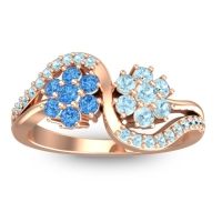 Swiss Blue Topaz Fashion Ring In 14K Rose Gold With Aquamarine – Bisaja Statement Ring