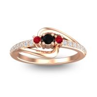 Black Onyx Fashion Ring In 18K Rose Gold With Ruby And Diamond – Visana Dainty Ring