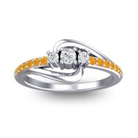 Lab Diamond Fashion Ring In 14k White Gold With Citrine – Visana Dainty Ring