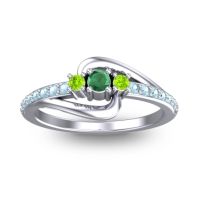 Emerald Fashion Ring In 14k White Gold With Peridot And Aquamarine – Visana Dainty Ring