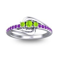 Peridot Fashion Ring In 14k White Gold With Amethyst – Visana Dainty Ring
