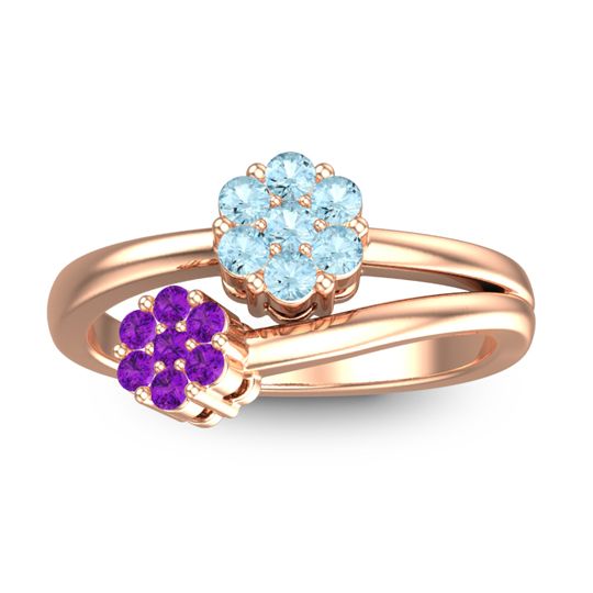 Simple Floral Pave Medin Ring