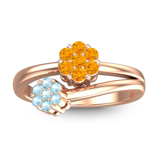 Simple Floral Pave Medin Ring
