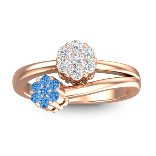 Simple Floral Pave Medin Ring