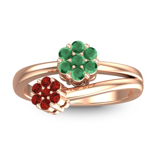 Simple Floral Pave Medin Ring
