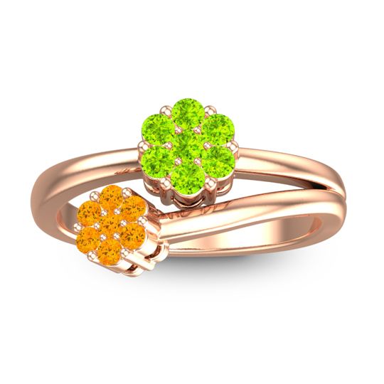 Simple Floral Pave Medin Ring