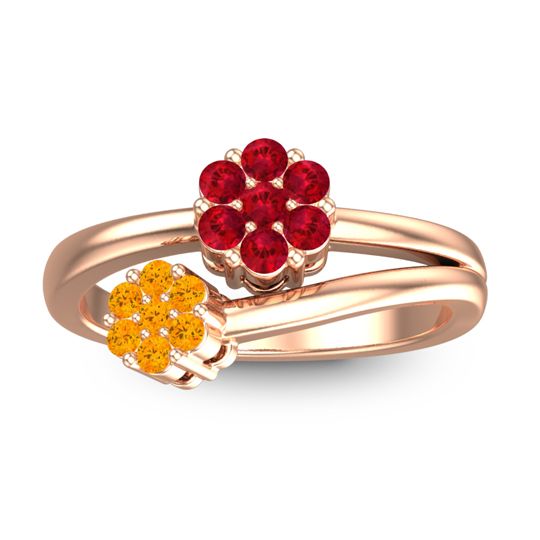 Simple Floral Pave Medin Ring