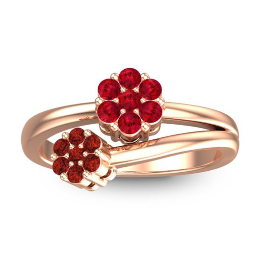 Simple Floral Pave Medin Ring