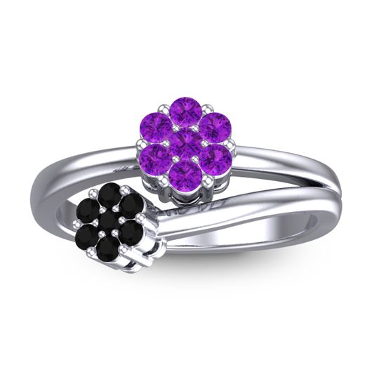 Simple Floral Pave Medin Ring
