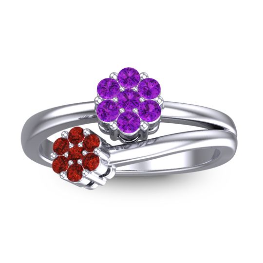 Simple Floral Pave Medin Ring