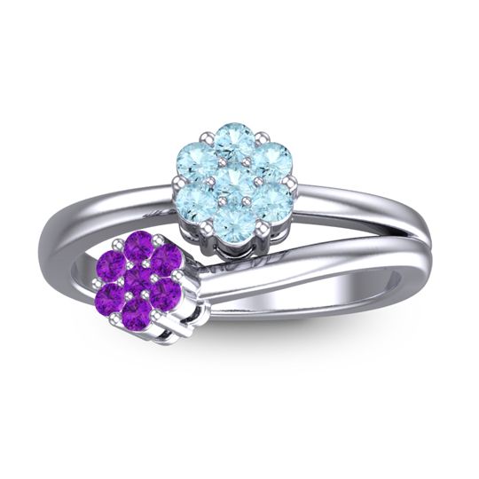 Simple Floral Pave Medin Ring