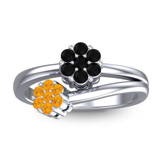 Simple Floral Pave Medin Ring
