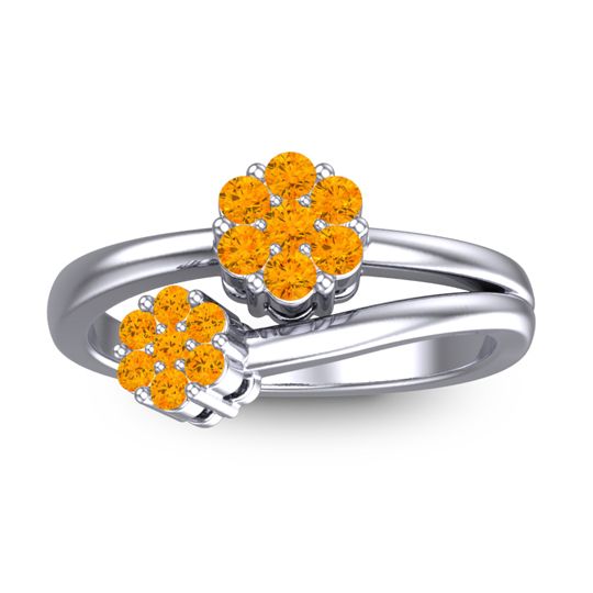 Simple Floral Pave Medin Ring