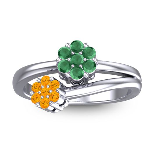 Simple Floral Pave Medin Ring